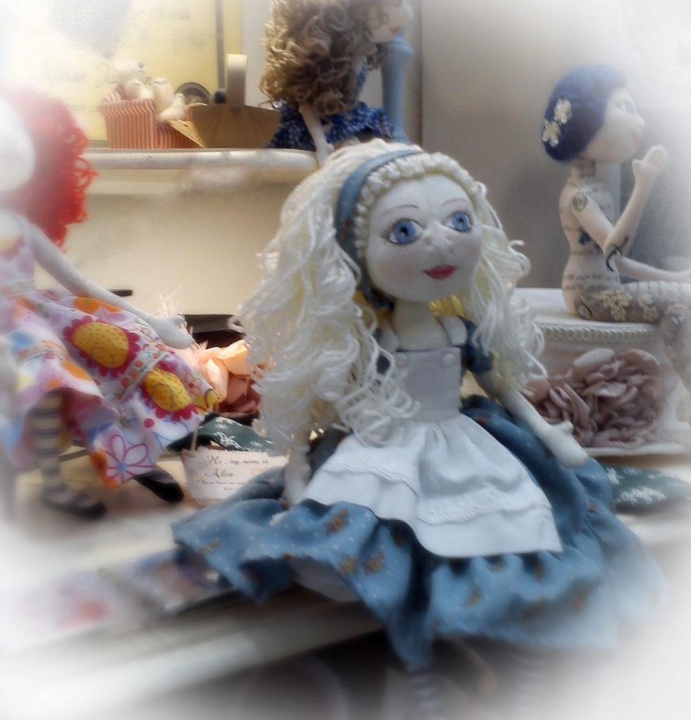 Alice in Wonderland cloth art doll
