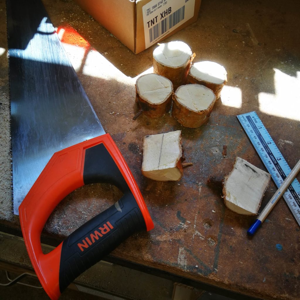 carving a wooden puppet