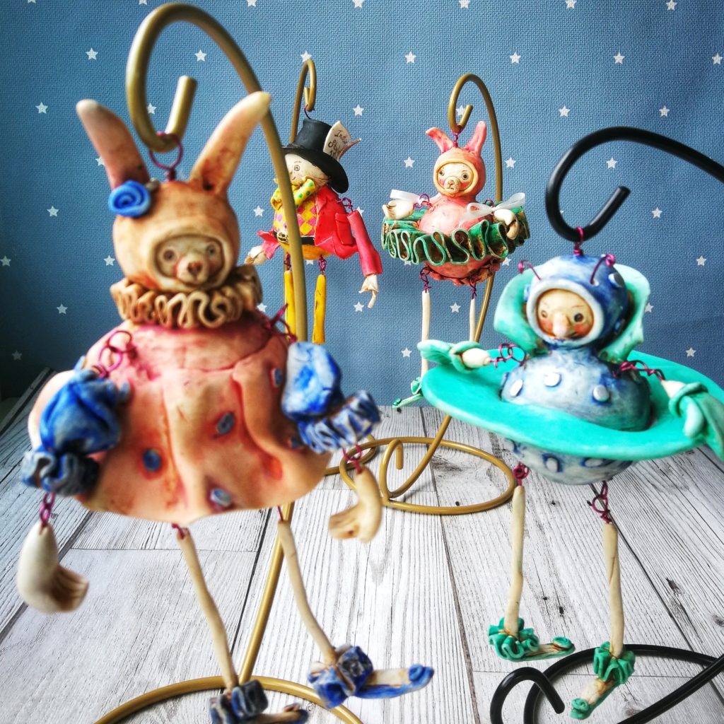 hanging polymer clay art dolls