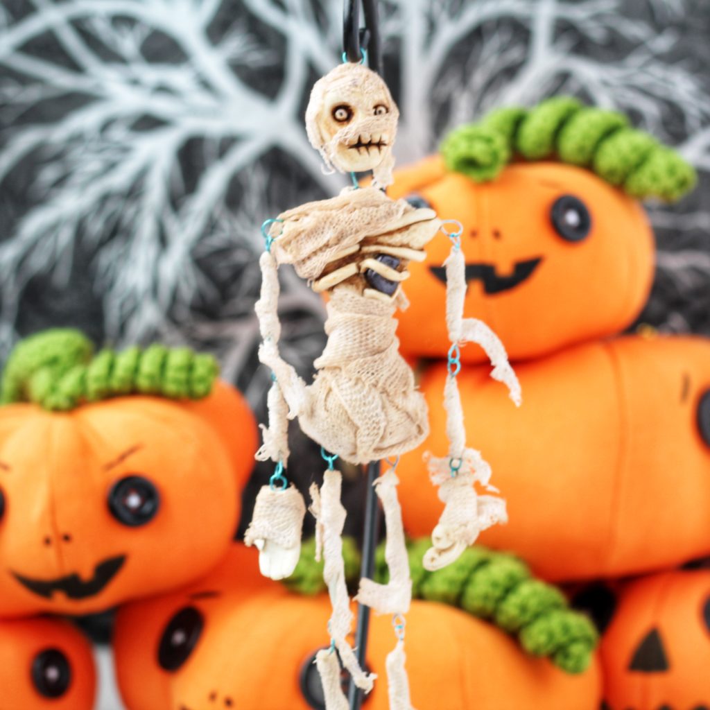 Skeleton Art doll, with pumpkins