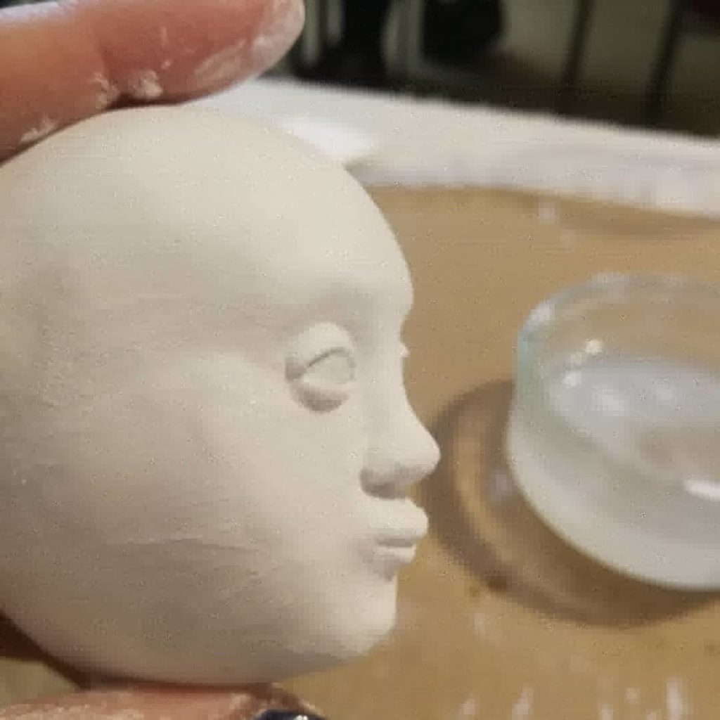 face sculpted at the Doll Prague workshop
