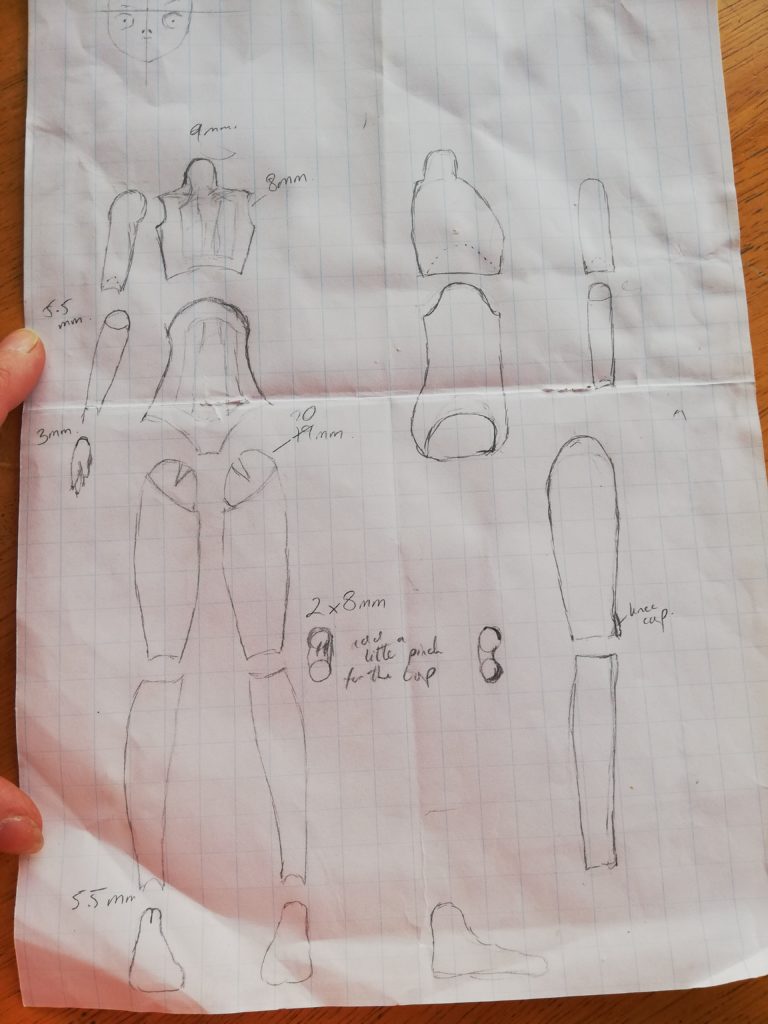 draft template for a Ball Jointed Doll