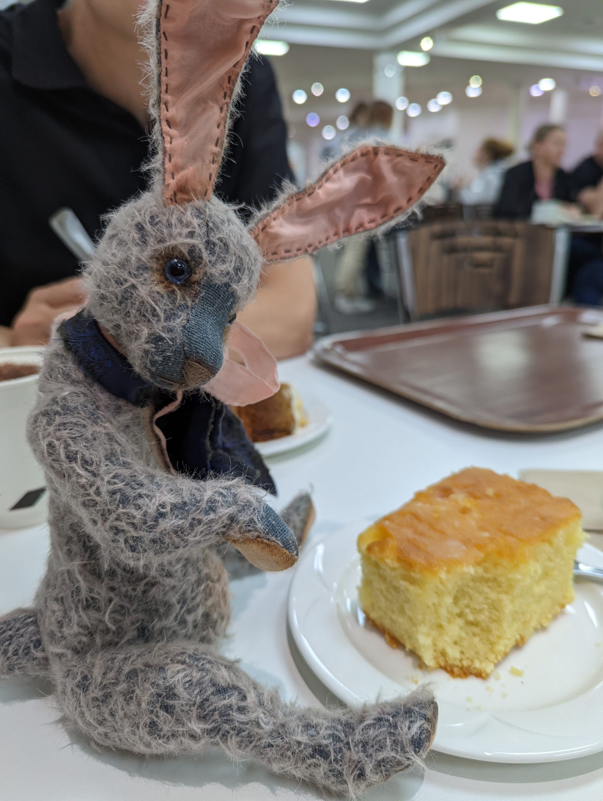 Harvey the art teddy with cake