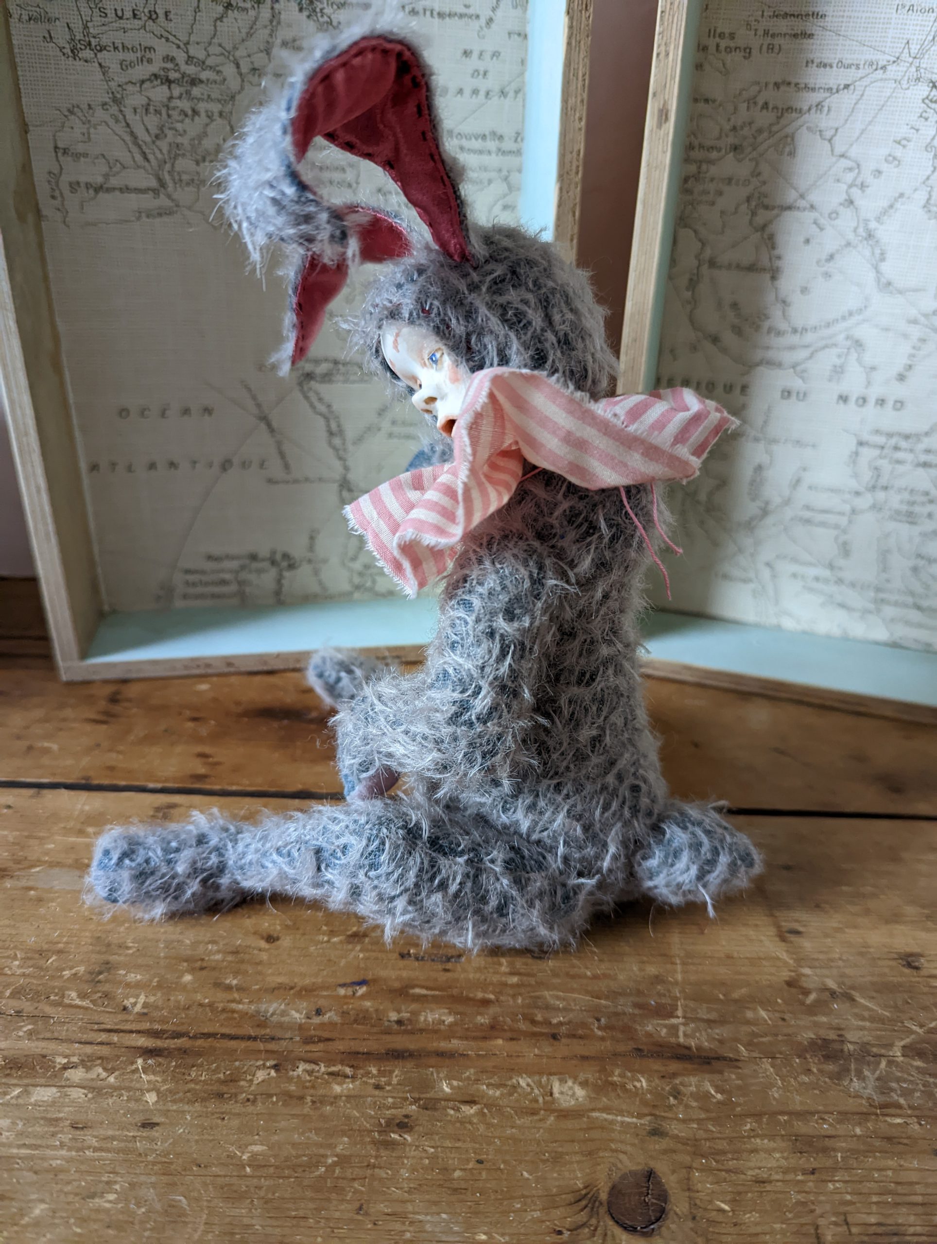 unusual teddy with porcelain face
