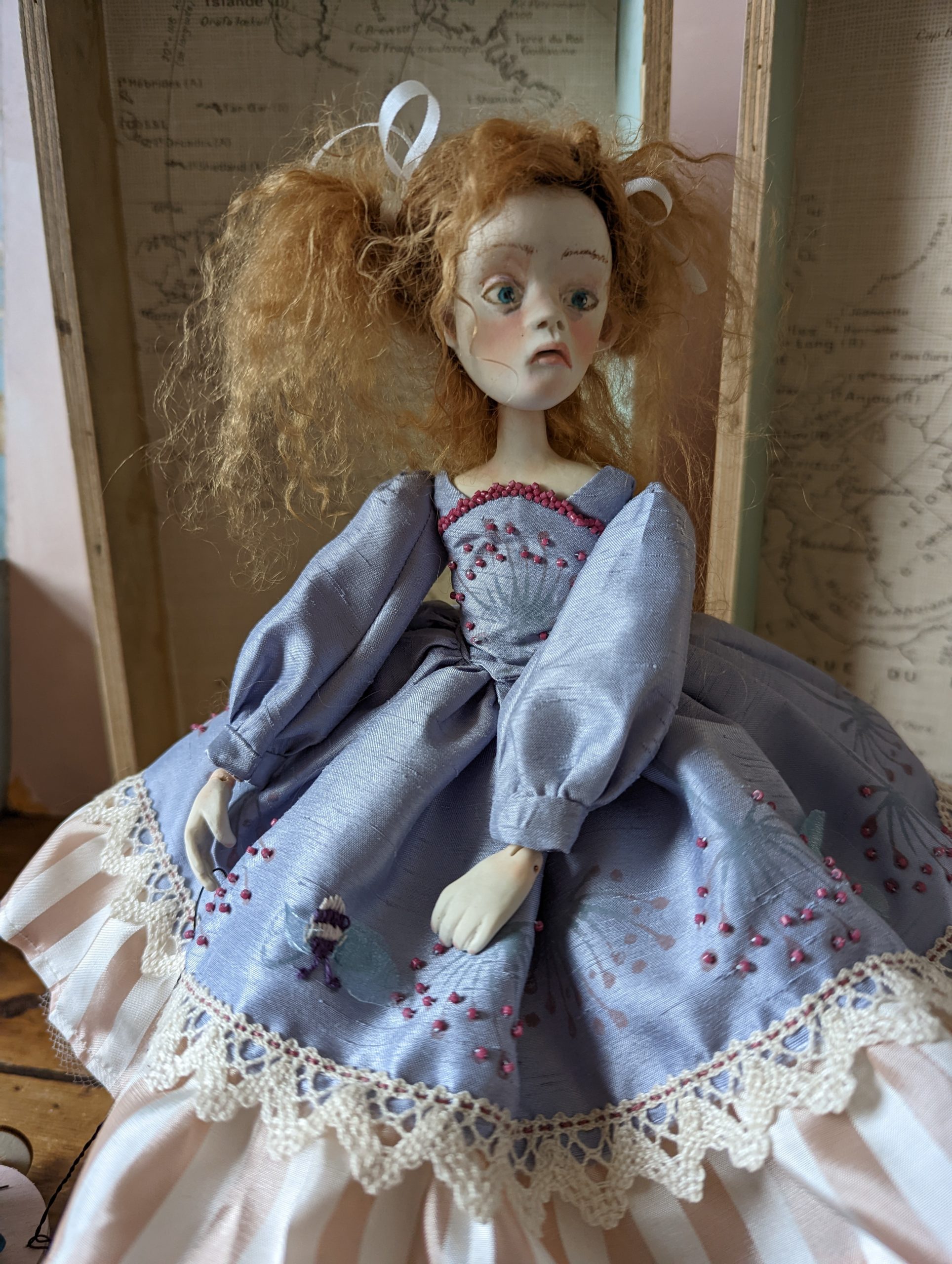 porcelain art doll with beautiful dress